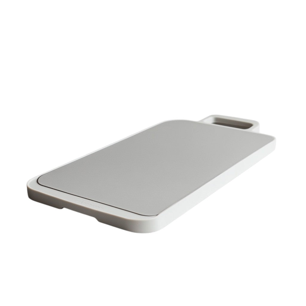 Symbor Reversible Cutting Board - 304 Food Grade Stainless Steel Side for Meat & Non-Slip PP Side for Vegetables - Anti-Odor & Easy Clean - Integrated Handle - Grey