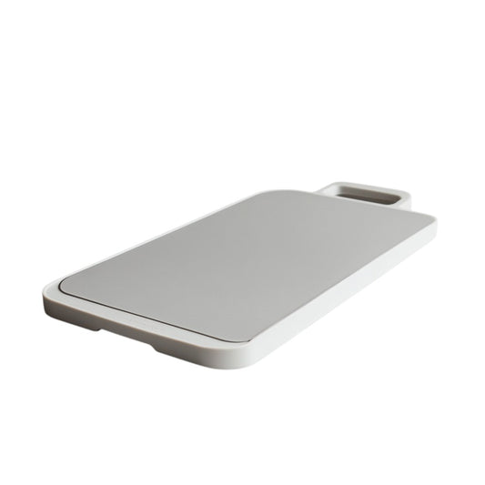 Symbor Reversible Cutting Board - 304 Food Grade Stainless Steel Side for Meat & Non-Slip PP Side for Vegetables - Anti-Odor & Easy Clean - Integrated Handle - Grey